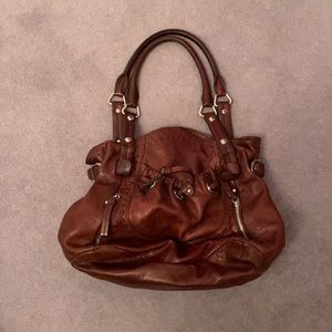 B Makowsky brown leather purse with leopard lining